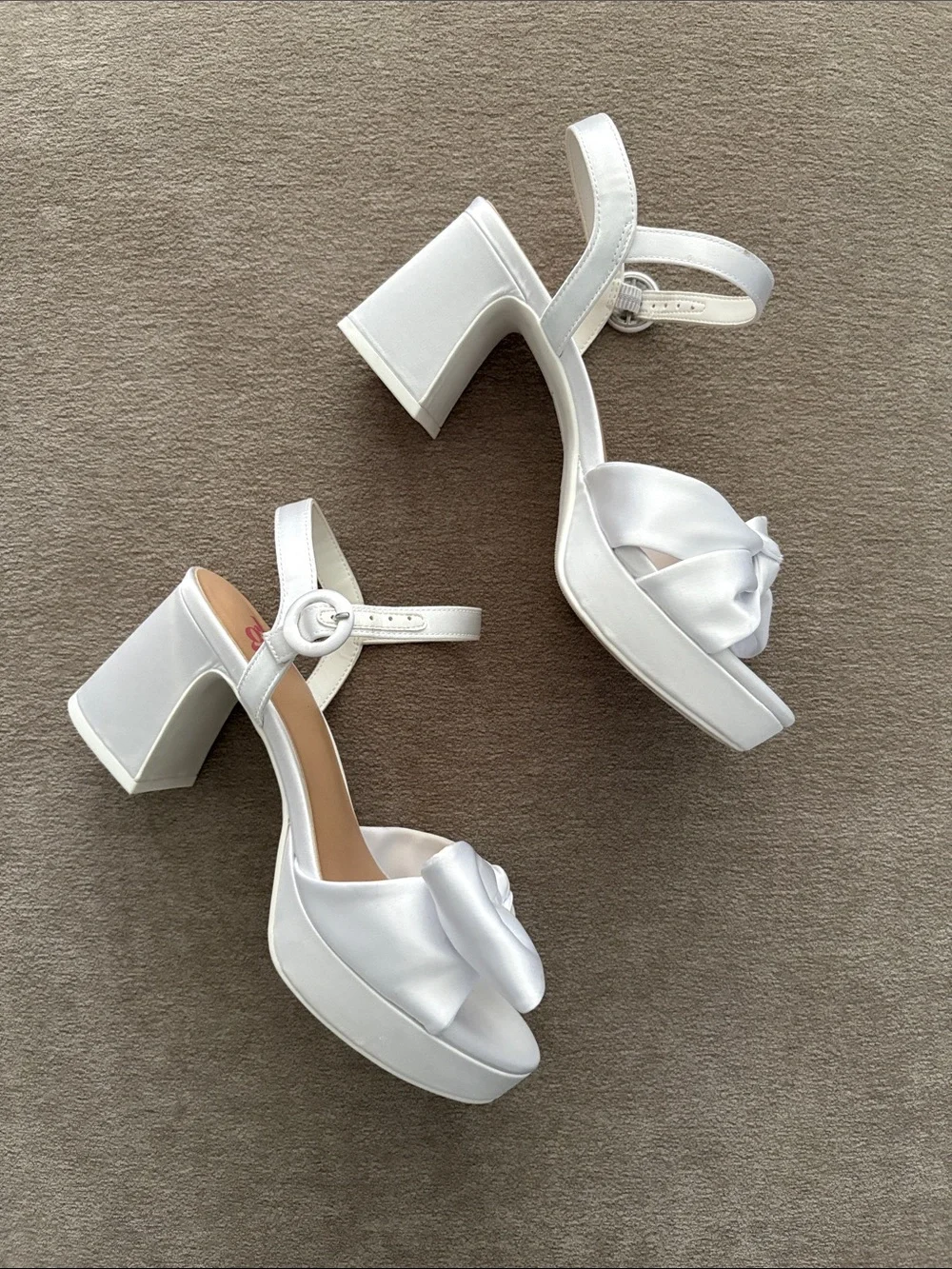 GB Girls Sadie-Girl White Satin Half Bow Platform Dress Sandals Size 10